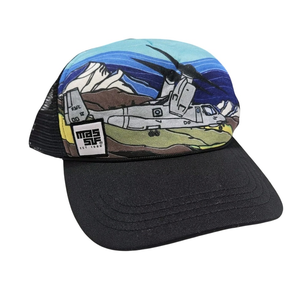 MAS SIF Massif‎ Trucker Hat Aircraft Airplane Black Brim Mountain Graphic Cap